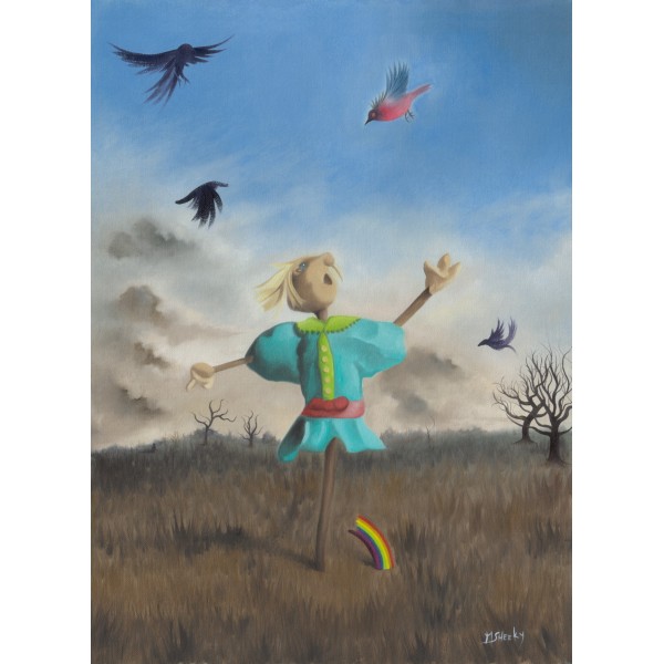 Portrait Of Grayson Perry As A Fascinated Scarecrow by Mark Sheeky