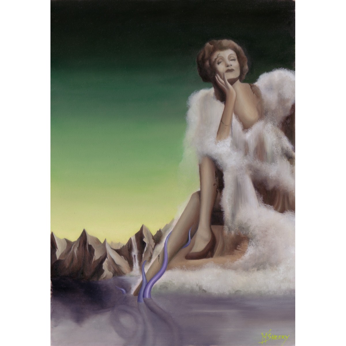 Portrait of Marlene Dietrich as a Waterfall by Mark Sheeky